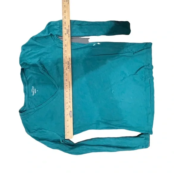 J.Crew. Medium. Green. V-neck. Free w/bundle. Bleach stain, see pics/video! - Picture 7 of 9